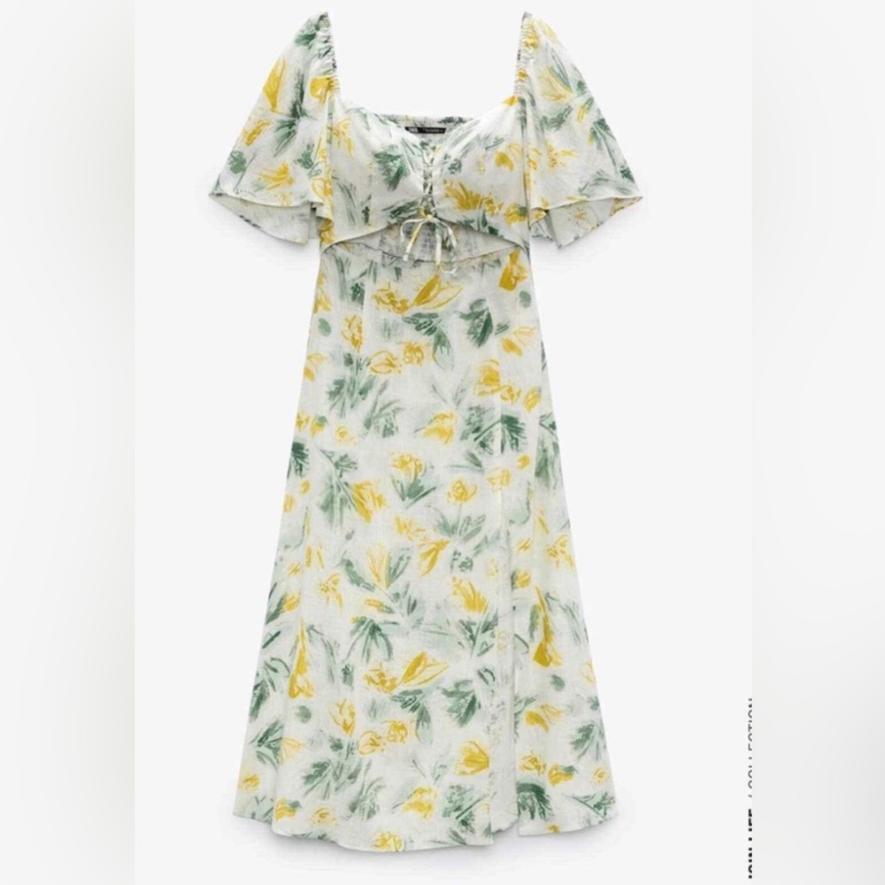 Floral Green and Yellow Women's Dress